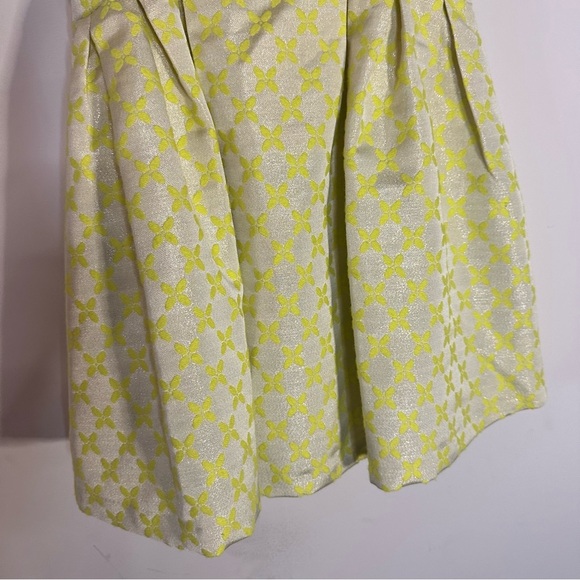 Little Angels by Us Angels Neon Yellow Jacquard Party Dress Girls 7 Bow Back - Picture 3 of 15